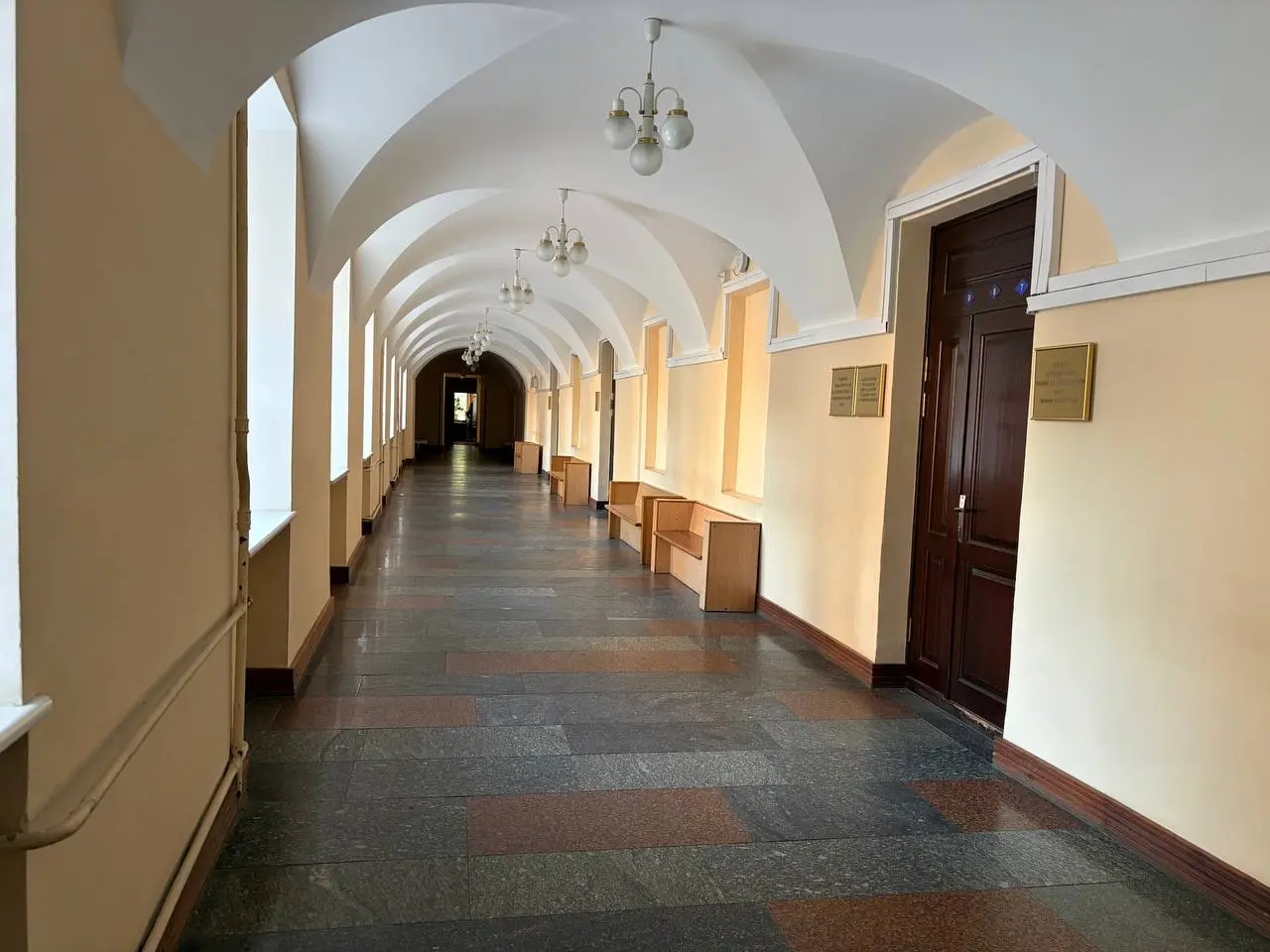 Bright internal corridor and room entrances