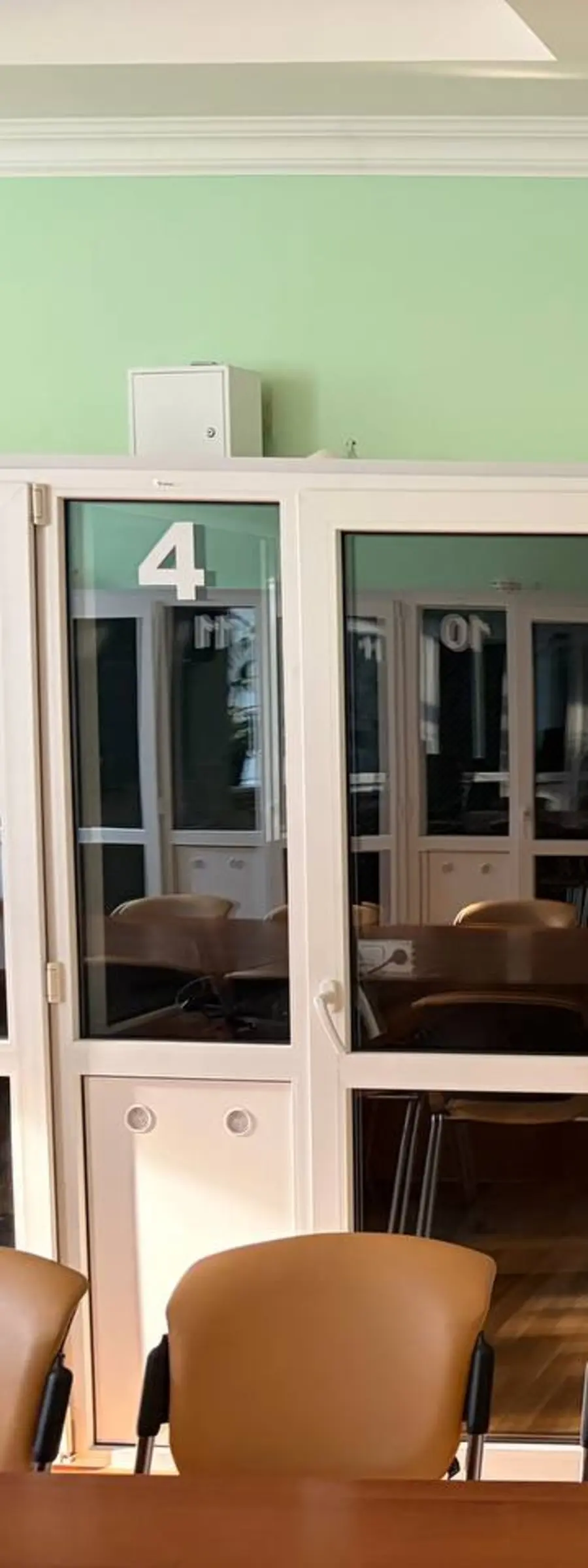Booth row viewed from the examination room