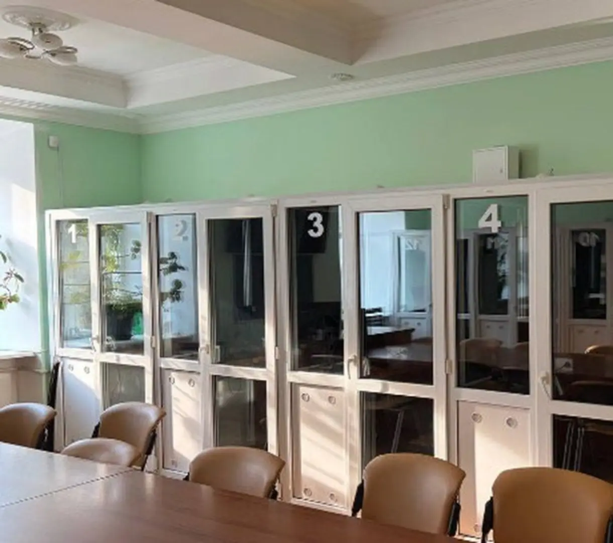 Numbered sound-isolated booths